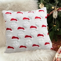 FastXmas Christmas Pillow Covers 17.7x17.7" Decoration Santa Claus and Jingle Bell Embroidered Velvet Christmas Pillowcase Soft Plush Embroidered Xmas Pillow Cover Decor for Pillow Holiday Couch Sofa