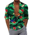 thumbnail image 1 of Camisas Para Hombre Camisas estampadas informales de manga larga para otoño e invierno para hombre, blusas superiores a la (Green, XL), 1 of 5
