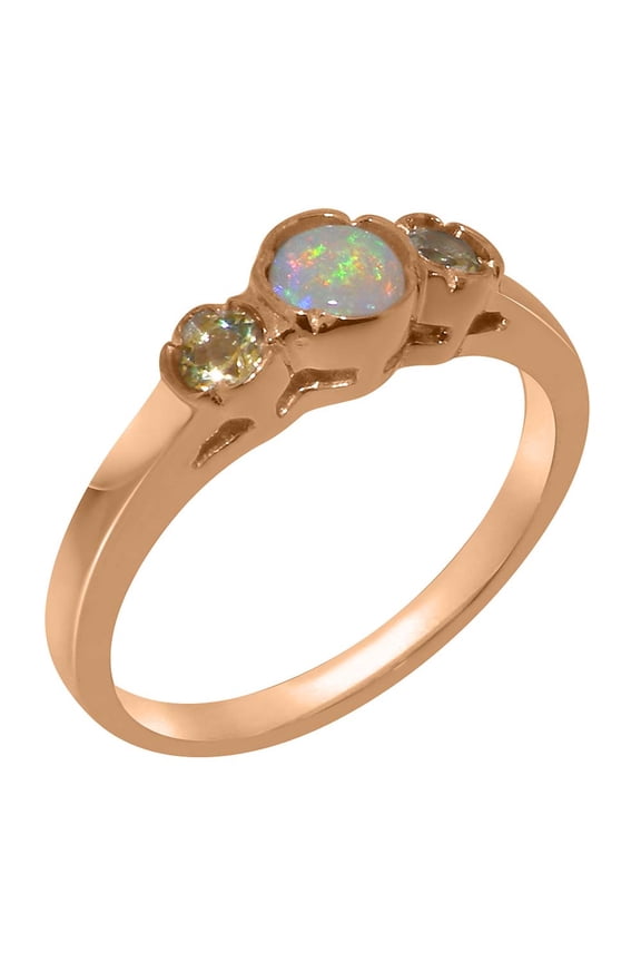 LBG British Made 10k Rose Gold Natural Opal & Peridot Womens Statement Ring - 33 size options - Size 9.25