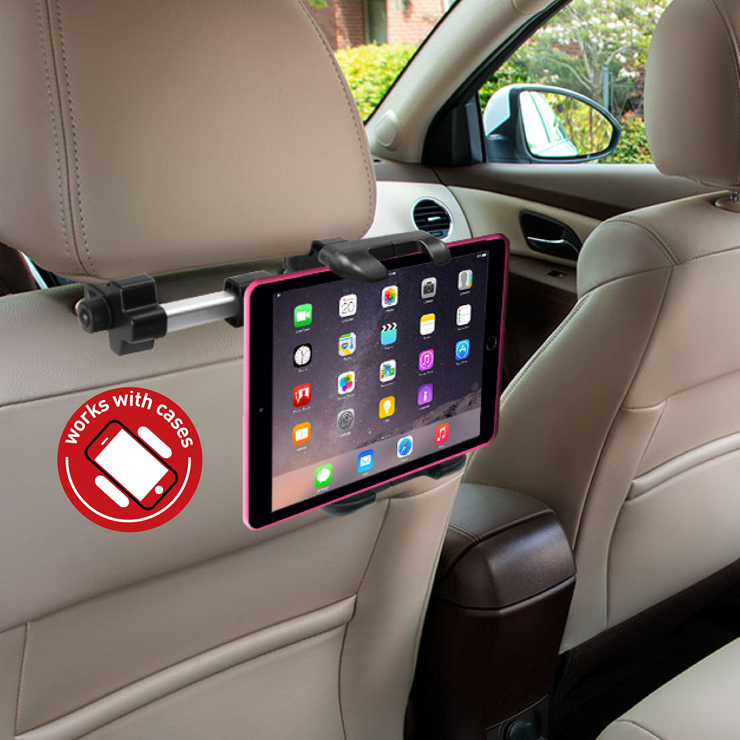 Macally Car Headrest Mount Holder for Apple iPad Pro/Air/Mini, Tablets,  Nintendo Switch, iPhone, Smartphones 4.5 to 10 Wide with Dual Adjustable
