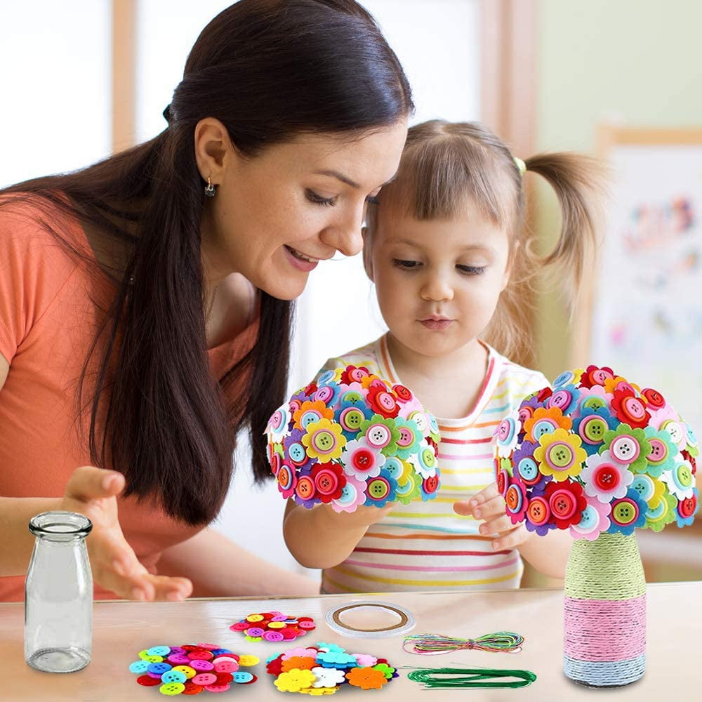 Artisanat pour filles de 6 à 10 ans : créez votre propre bouquet de fleurs avec boutons
