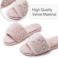 thumbnail image 3 of U-slide Women’s Cross Band Soft Plush Fluffy Furry Fleece House Indoor or Outdoor Ladies’ Slide Slippers – Pink Pearl, 5-6, 3 of 5