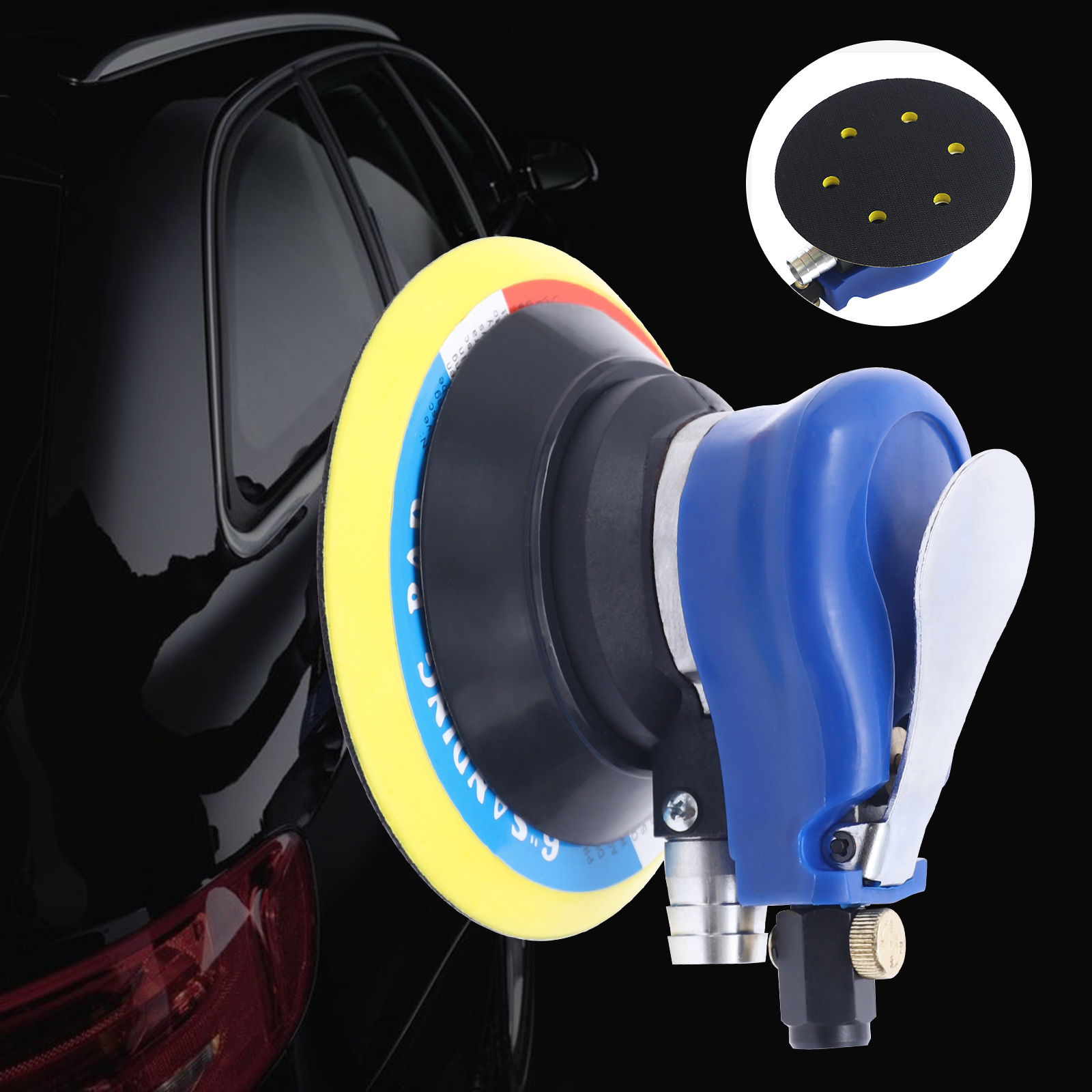 6" Air Body Random Orbital Palm Sander, Corded Electric 10000 RPM Sander with Dust Extraction Tube