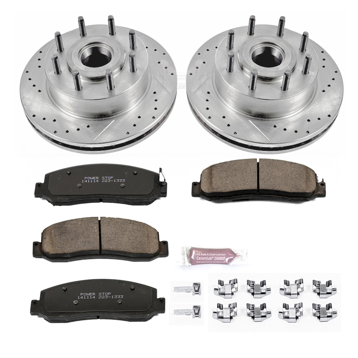PowerStop Front Z23 Evolution Sport Carbon-Fiber Ceramic Brake Pad and Drilled & Slotted Rotor Kit Fits: FORD Select Models K5588