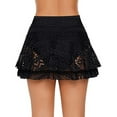 thumbnail image 5 of XIAQUJ Women Plus Size Bottom Running Swimwear Tankini Swim Beach Double Lace Crochet Skirted Mid Waist Bikini Bottom Swimsuit Short Skirt Black XXXXXL, 5 of 8