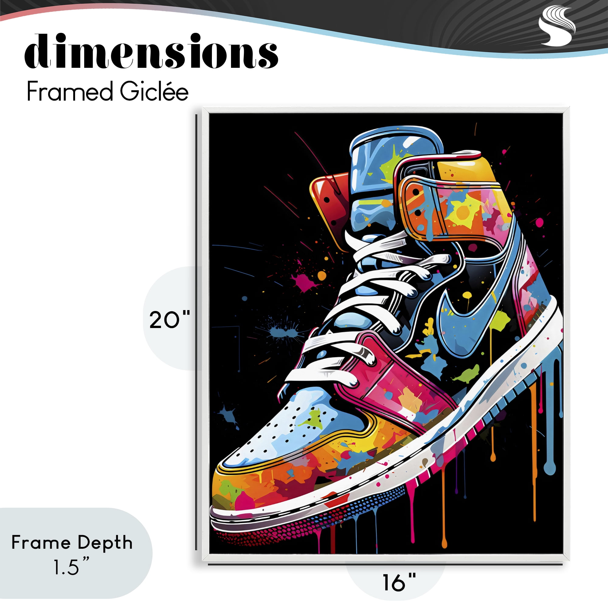 Stupell Industries Paint Drip High Top Sneakers White Framed Giclee Art, design by Creative Studio