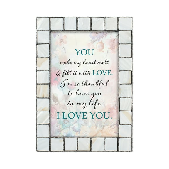 You Make My Heart Melt Grey Brush Pearlescent 5 x 7 Table Top and Wall Photo Frame