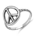 thumbnail image 2 of 925 Sterling Silver Oxidized Platinum Plated Peace Statement Women Valentines Day Gifts Ring, 2 of 4