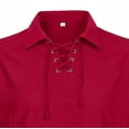 thumbnail image 4 of SAWOBUUN Men's Vintage Shirt V Neck Lacing Long Sleeve Solid Top Adjustable Drawstring Cuffs Casual Shirt, 4 of 4
