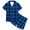 Blue, variant on Kiijoy Toddler Girls Plaid Pajama Sets Short Sleeve Button Down Shirt Shorts Sleepwear Pjs