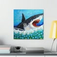thumbnail image 3 of Great White Shark Pointillism - Canvas, 3 of 10