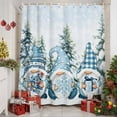 thumbnail image 6 of Christmas Shower Curtain, 48" x 72", Blue Plaid Xmas Gnome Pine Tree Box Snowflakes Waterproof Bathroom Curtain Washable Shower Curtain Set with 12 Hooks, 6 of 6