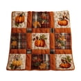 thumbnail image 2 of Fall Flannel Throw Blanket, Soft Autumn Pumpkin Maple Plaid Quilted Throw Blanket, Cozy Couch Blanket for Thanksgiving Living Room Bedroom Home Decor, M 39.4×59.1 inches, 2 of 6