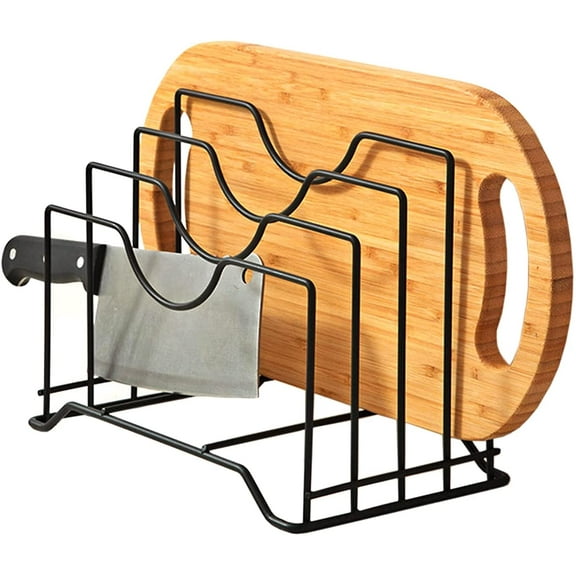 GIXUSIL Cutting Board Holder Pot Lid Organizer Rack can hold up to 1.18 inches thick Cutting Board,Bakeware,Baking Tray,Pan,Lid and Book (Black)Iron