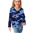 thumbnail image 6 of Ugoldhm Girls Long Sleeve Tees Camouflage Print V Neck Casual Tops Fall Long Sleeve Kids Shirts, 6 of 8
