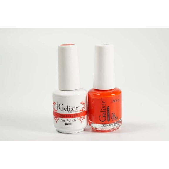 Gelixir Nail Polish Gel  Matching Lacquer Coral Red 1 PK #062
