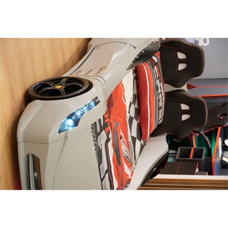 Titi Racer Modern Wood TT Twin Race Car Bed with Remote Control in