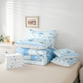 thumbnail image 6 of Homewish Kawaii Bowknot Bedding Comforter Set 7 Pieces for Girls, Black Blue Plaid Full Bedding Set, Hand Drawn Love Hearts Fitted Sheet Flat Sheet, Lightweight Room Decor, 6 of 8