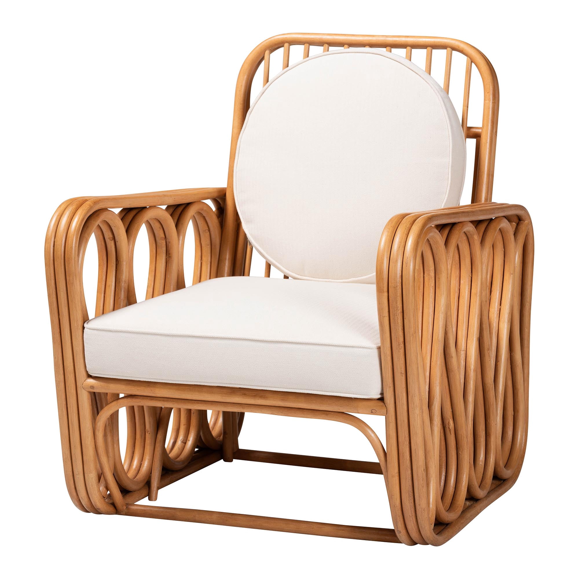 bali & pari Tiramisu Boho Arm Chair, Light Honey