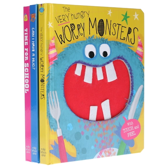 The Very Hungry Worry Monsters Touch & Feel 3 Board Books by Rosie Greening (Ages 3 )