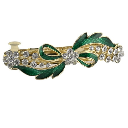 Hairstyle Metal Rhinestone Decor Leaf Shaped Sparkling Wear French Hair Clip