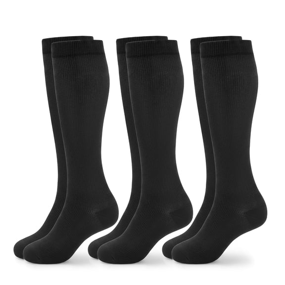 3 Pairs Compression Socks for Women and Men, Best Support for Running, Athletic, Travel, L/XL