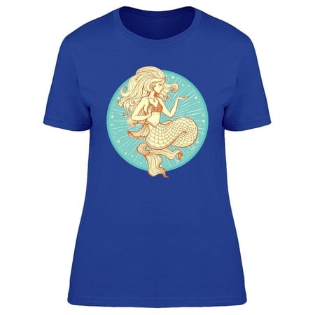 Long Hair Mermaid With Stars T-Shirt Women -Image by Shutterstock Female Large