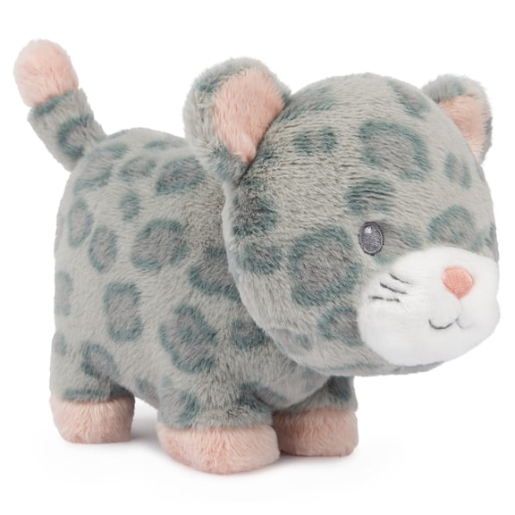 Baby GUND Safari Friends Collection Plush Leopard with Chime, Sensory Toy Stuffed Animal for Babies and Newborns, Gray/Pink, 7"