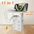 thumbnail image 3 of Wall Outlet Extender with Shelf Night, Surge Protector Power Strip with USB Ports, Flat Plug Power Strip, Multi Plug Wall Outlet for Home & Office & Travel Outdoor (1pc), 3 of 10