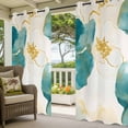thumbnail image 5 of Abstract Floral Outdoor Curtains for Patio Waterproof, White Green Flower Gold Line Retro Petals Grommet Curtains for Porch Outside Privacy Drape for Gazebo Garden Pergola, 2 Panels, 54x84in, 5 of 9