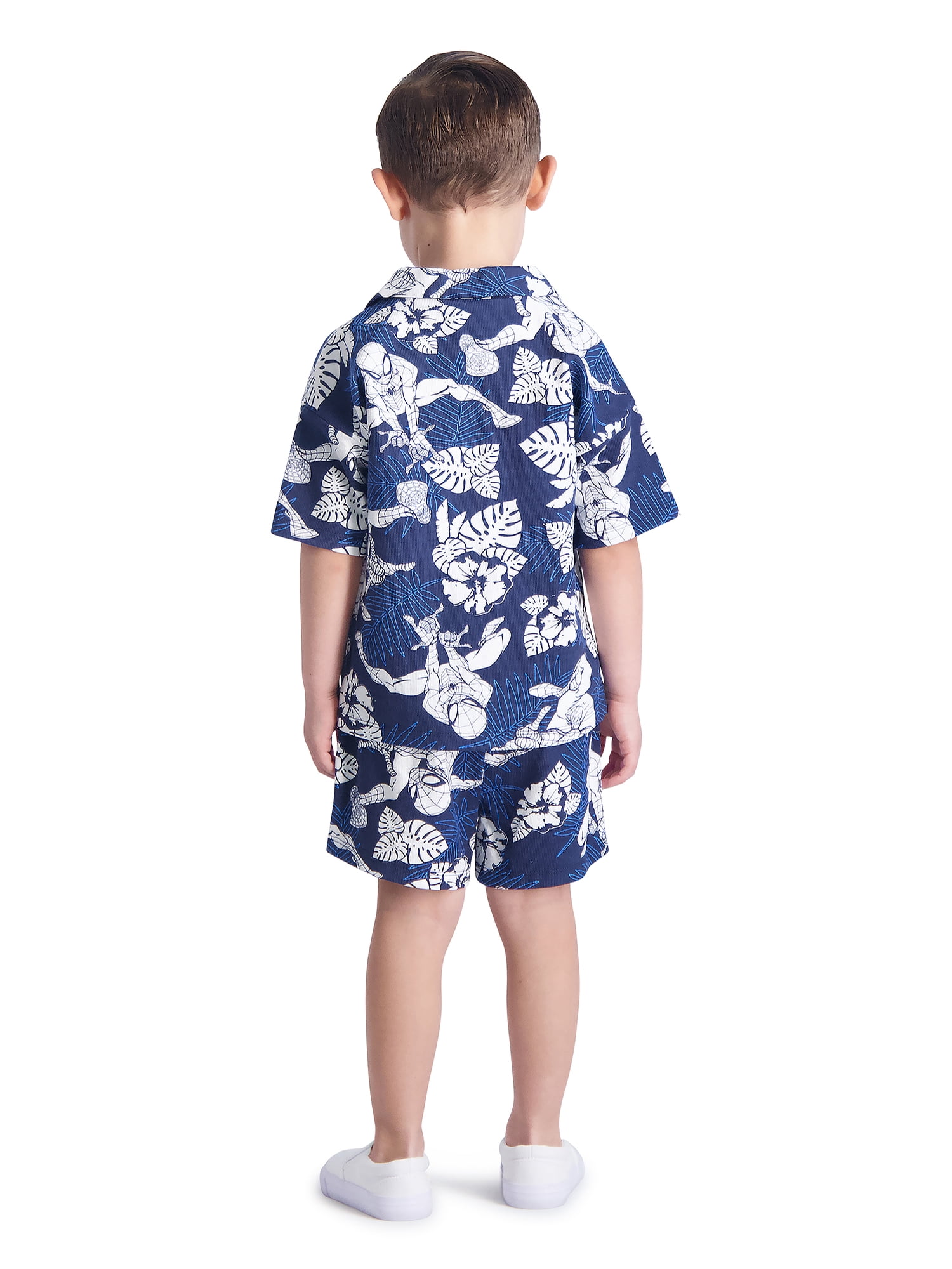 Marvel Spiderman Toddler Boys’ Resort Shirt and Shorts Set, 2-Piece, Sizes 12M-5T