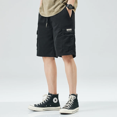thumbnail image 1 of 2024 pantalones cortos de trabajo para hombres, pantalones casuales de pierna recta de color caqui de verano, pantalones medio holgados de moda japoneses, 1 of 5