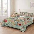 thumbnail image 2 of King Quilt Set 96''x106'', Sage Green Floral Lightweight Summer Bedspread Coverlet Set with 2 Pillow Shams, Spring Flowers Leaves Farmhouse Breathable All Season Quilt Bedding for Bedroom/Guest Room, 2 of 9