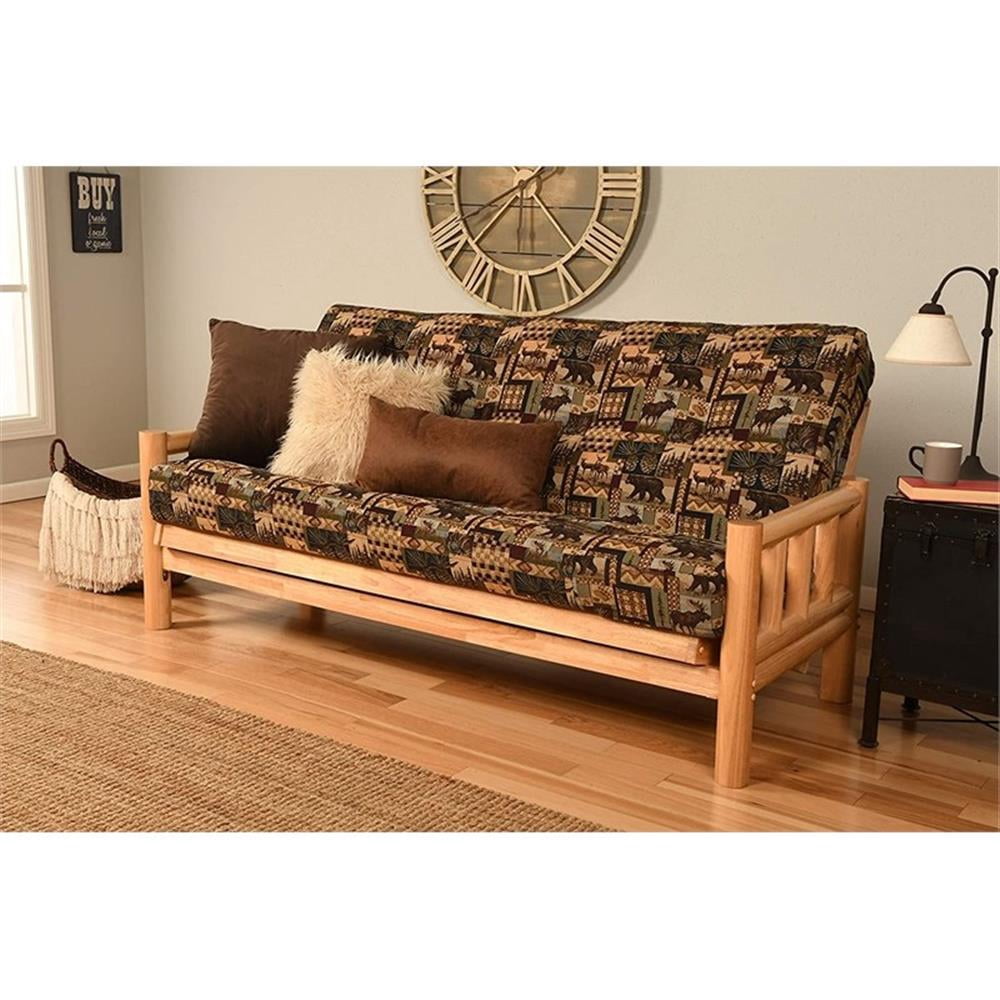 Full-size Futon Mattress in Brown Peter's Cabin Print-Frame Not Included