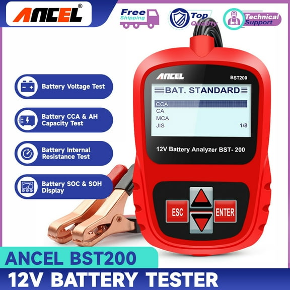 ANCEL BST200 Car Battery Tester 12V Automotive 100-1100 CCA Battery Load Tester Tool, Auto Bad Cell Test Battery Analyzer Digital Tester