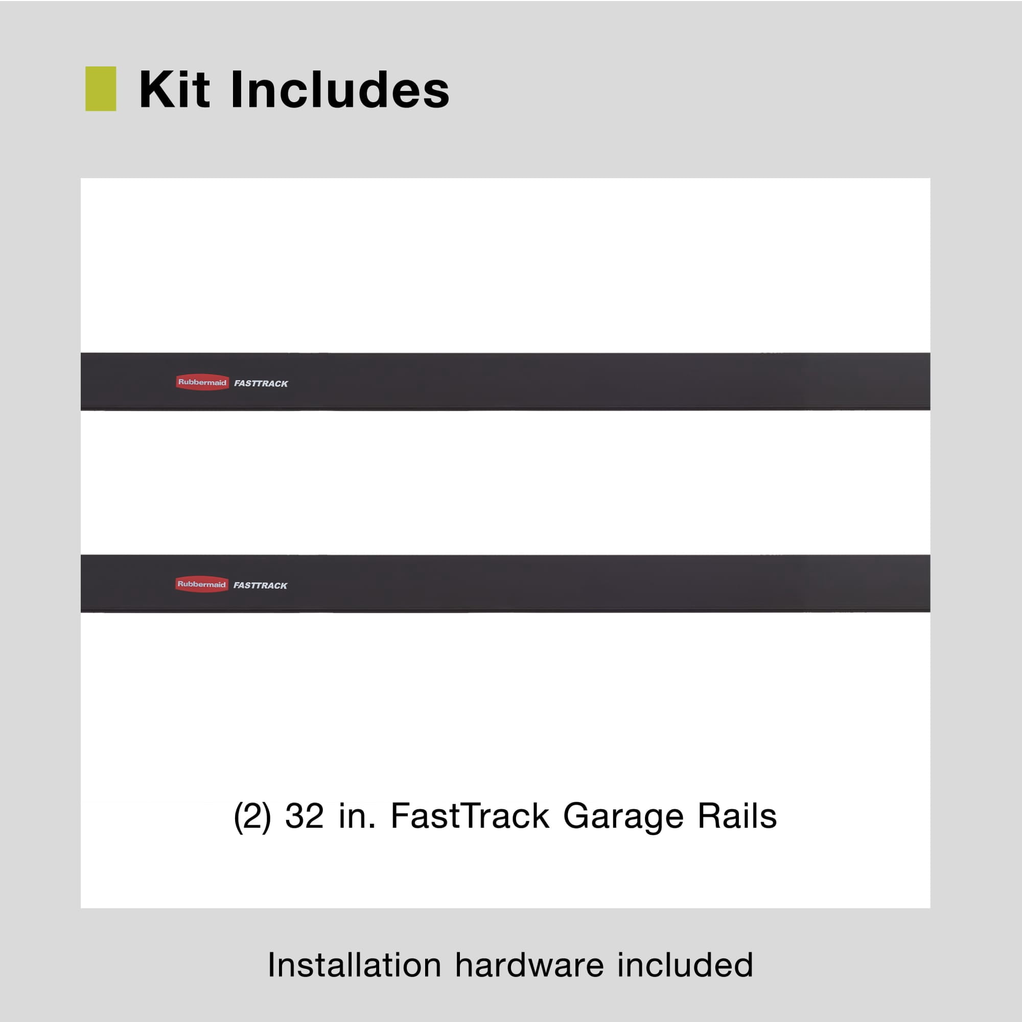 Rubbermaid FastTrack Garage Storage Wall Mounted Rail Kit, 2 Pack