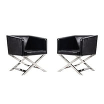 Manhattan Comfort HollyWood Faux Leather Accent Lounge Chair in Black (Set of 2)
