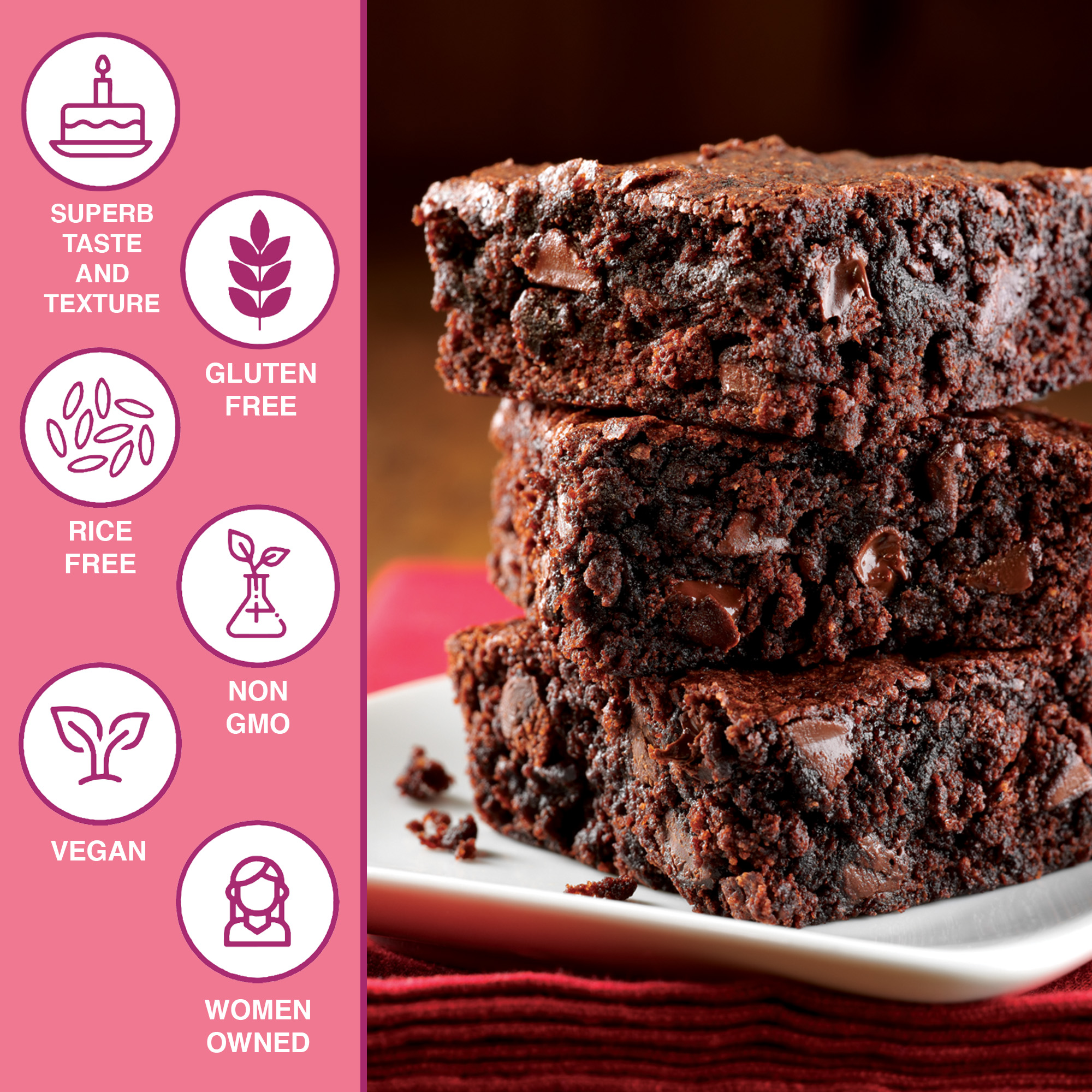 XO Baking Co. Gluten Free Fudge Brownie Mix, Valentine's Day Baking, Non-GMO; Dairy Free, 17 oz Box
