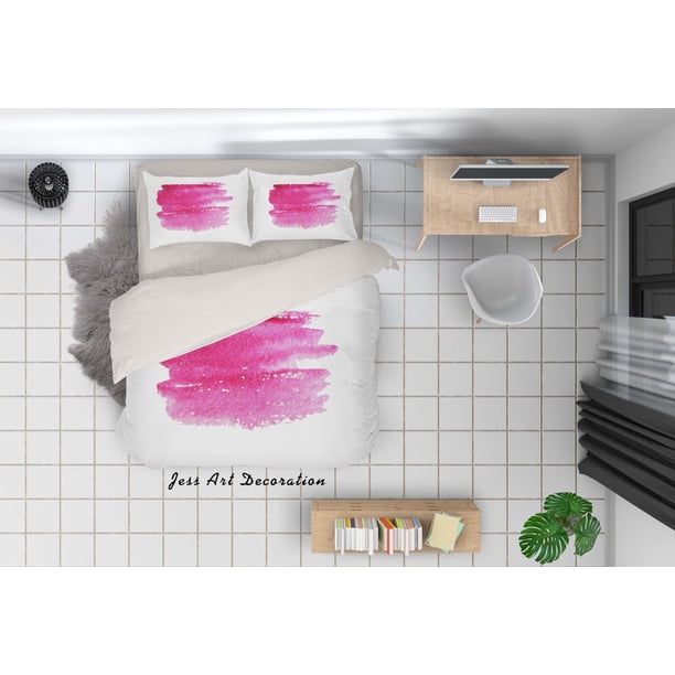 3D Rosa Acuarela Funda de edredón Juego de ropa de cama Fundas de almohada 26