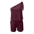 thumbnail image 7 of XuJwPNcy Women's 2 Piece Sets One-Shoulder Sleeveless Crop Tops Shorts Matching Lounge Set Summer Outfits, 7 of 7