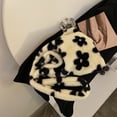 thumbnail image 2 of Bolso de mano de moda para mujer, lindo peluche para otoño invierno, gran capacidad, negro, 2 of 7
