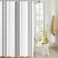 thumbnail image 4 of Fabric Shower Curtain, Boho Black Polka Dot Geometric Striped Farmhouse Style Bathroom Curtain with 12 Hooks Waterproof No Bad Odor Machine Washable Bath Curtains for Bathroom, Spa Room, 72"x78", 4 of 6