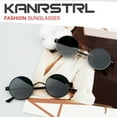 thumbnail image 3 of KANASTAL Polarized Round Sunglasses for Women Men Circle Sun Glasses Black Lens Hippie Style Retro UV400 Protection Grey Frame, 3 of 8
