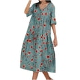 thumbnail image 1 of Fridja Robe Imprimée Ligne A pour Femmes, Col en V, Manches Courtes, 1 of 7