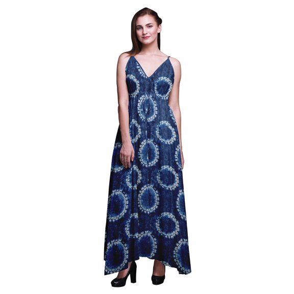 Bimba Shibori Women Summer Printed V Neck Long MaxiÂ&nbsp;DressÂ&nbsp;Holiday Resort Wear-X-Large