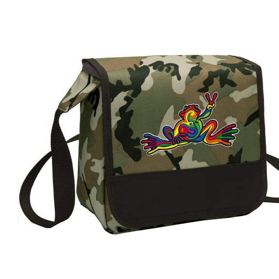CAMO Peace Frogs Lunch Bag Stylish Peace Frog CAMO Lunchbox Cooler for School or Office - Men or Women
