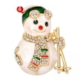 thumbnail image 1 of 3x Encantador Broche de Muñeco de Nieve de Dibujos Animados Accesorios de Insignia de Ramillete de Aleación de Diamantes de Imitación 3 piezas, 1 of 8
