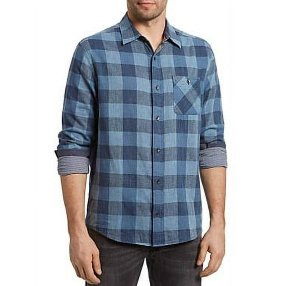 Flag & Anthem Mens Delphi Long Sleeve Plaid Shirt Small Blue/Navy