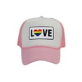 thumbnail image 1 of Gravity Threads LGBTQ+ Love Rainbow Heart Patch Trucker Hat - White/Light Pink, 1 of 2
