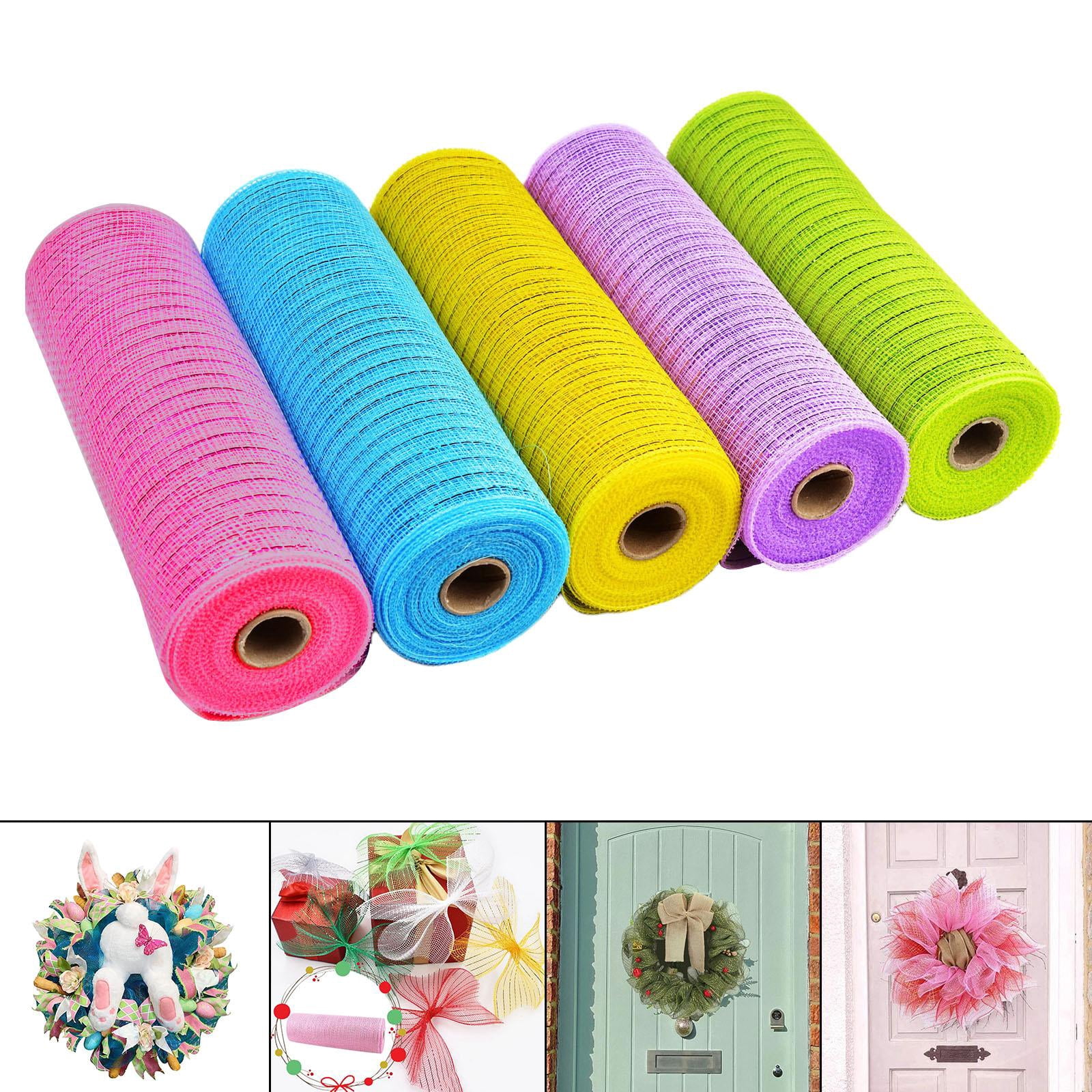 FVDPWYE 5 Rolls Easter Deco Poly Mesh Rolls Easter Ribbons Pink/Blue/Yellow/Purple/Green